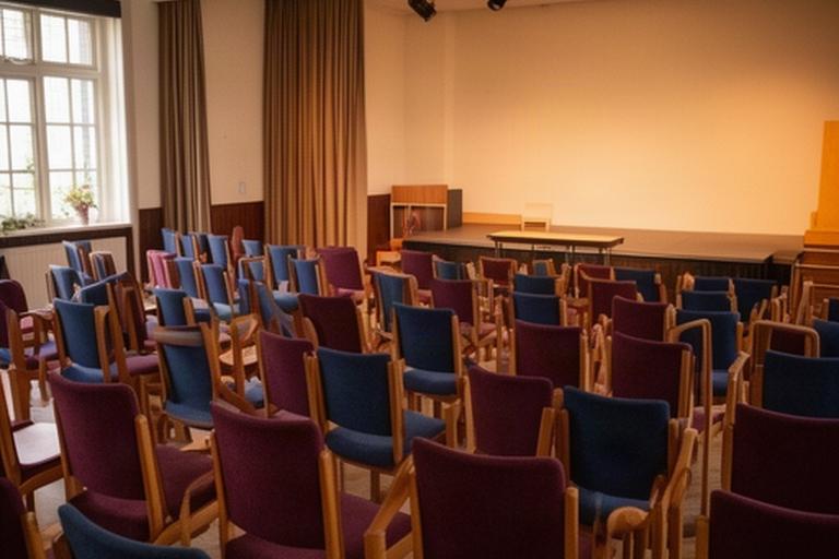 Culturele activiteit in een dorpszaal in Gelderland, met stoelen klaar voor bezoekers