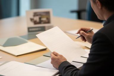 Redacteur bekijkt aantekeningen over een gemeentelijke bijeenkomst in Druten